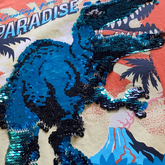 365 KIDS GRANIMALS Dinosaur T Rex Paradise Flippy Sequin Shirt - Picture 3 of 5